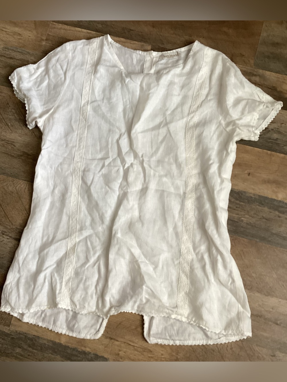 Laura Bianchi White Linen Short Sleeve Blouse